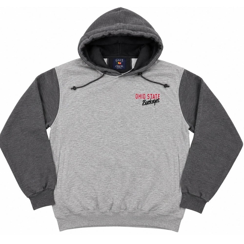 Galt Crew Ohio State Hoodie Mens M Gray 90s NCAA Sportcore Streetwear